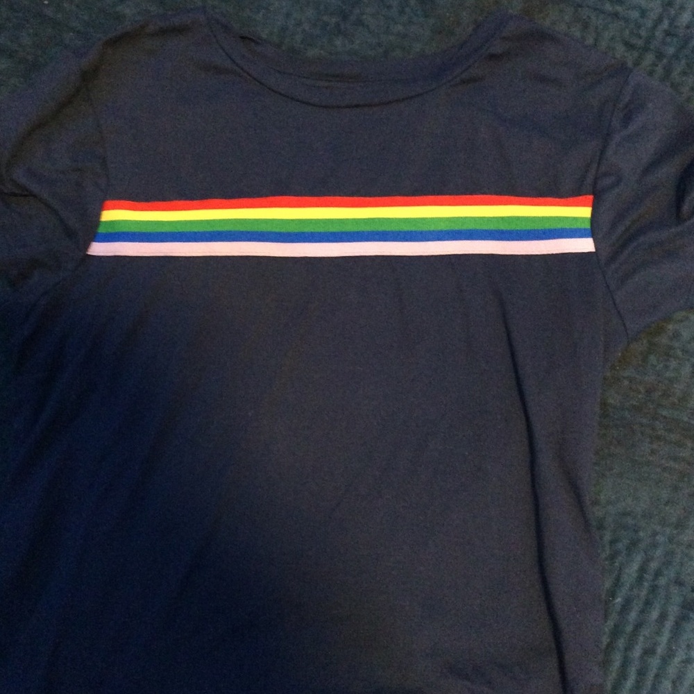 Rainbow pride short sleeve shirt w blue, Large